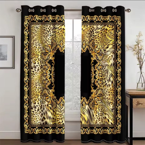 Black & Gold Greek Pattern Curtains