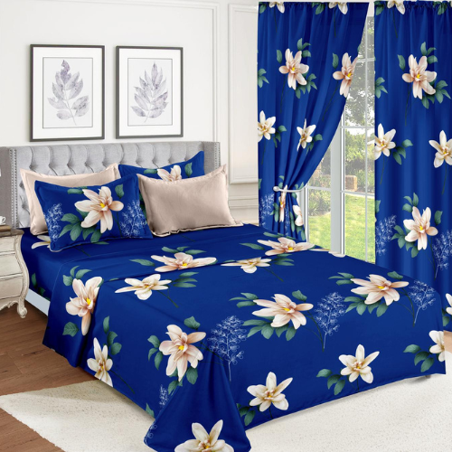 Navy Blue Rose Bedding Set