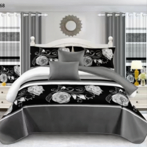 Black & Grey Rose Bedding Set