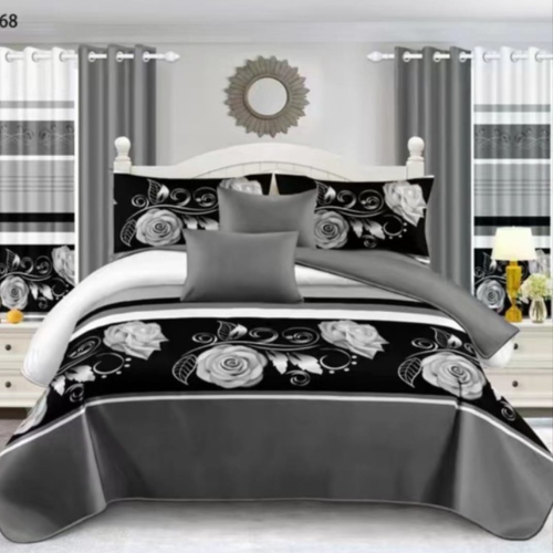 Black & Grey Rose Bedding Set