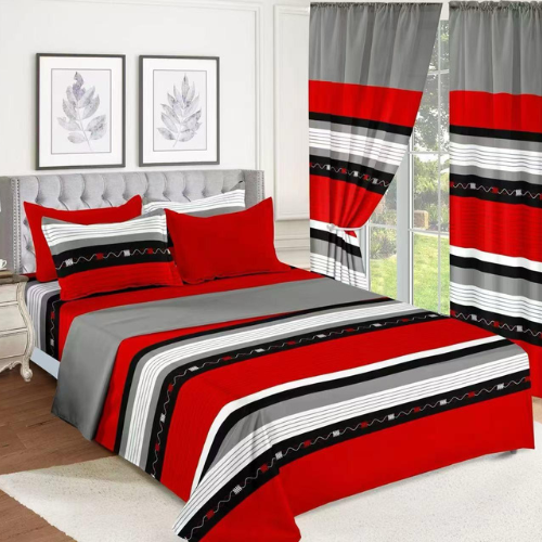 Red Grey Bedding Set