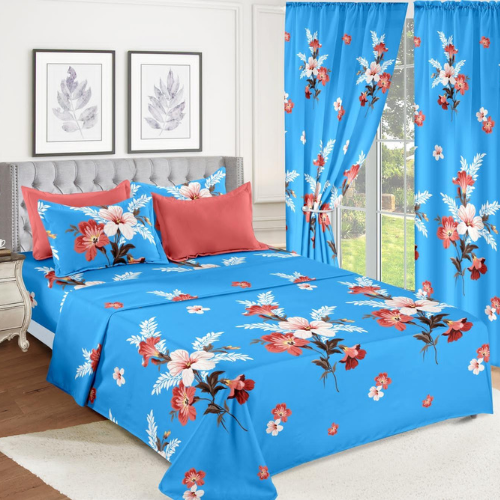 Blue Flowering Bedding Set
