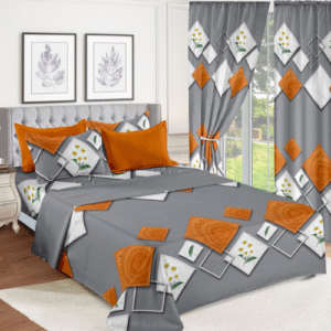 Grey & Orange Box Bedding Set