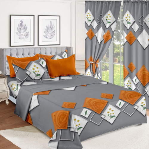 Grey & Orange Box Bedding Set