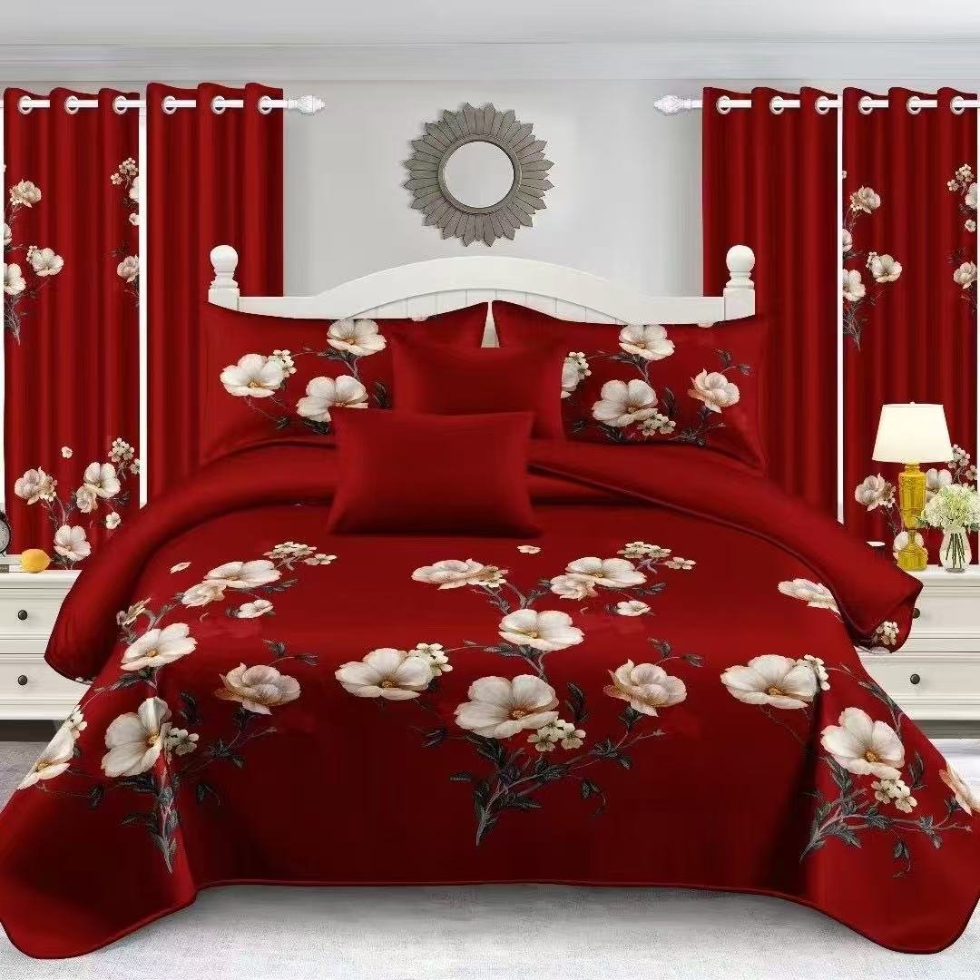 Red & White Flower Bedding Set