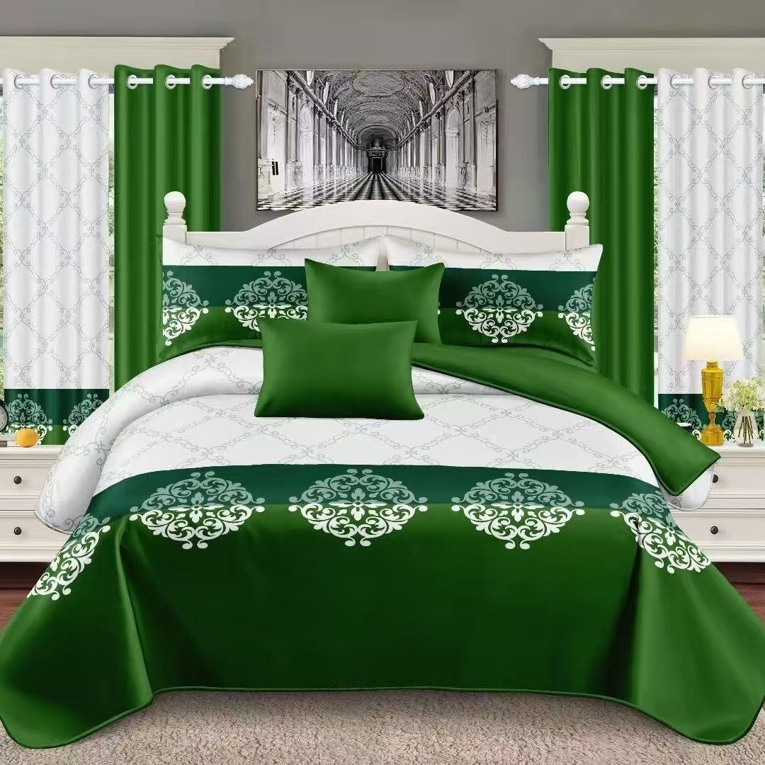 White & Green Bedding Set