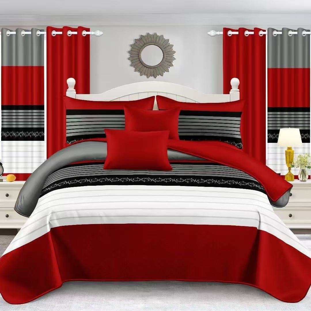 Red, White & Gray Bedding Set
