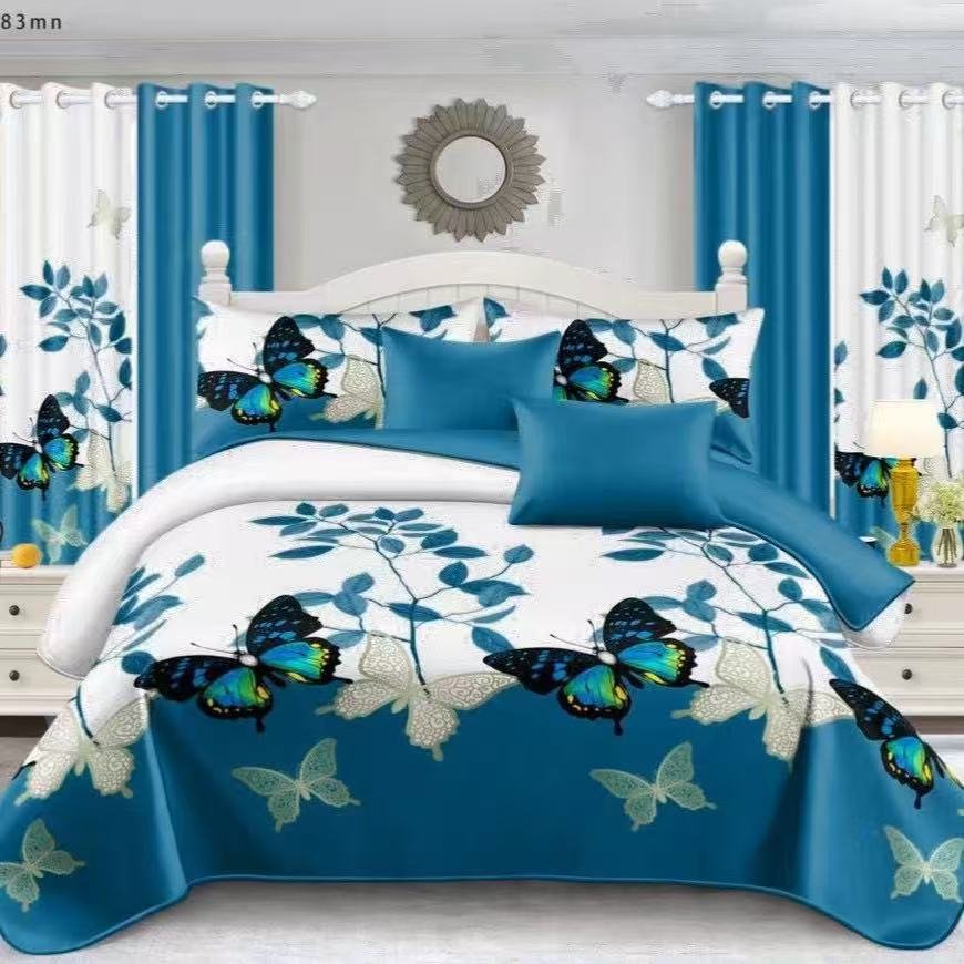 White & Blue Butterflies Bedding Set