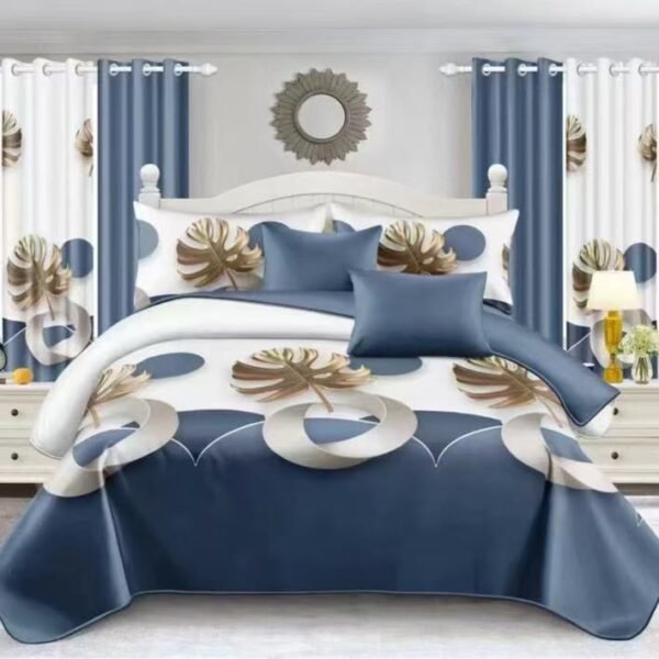 White & Gray Leave Design Bedding Set