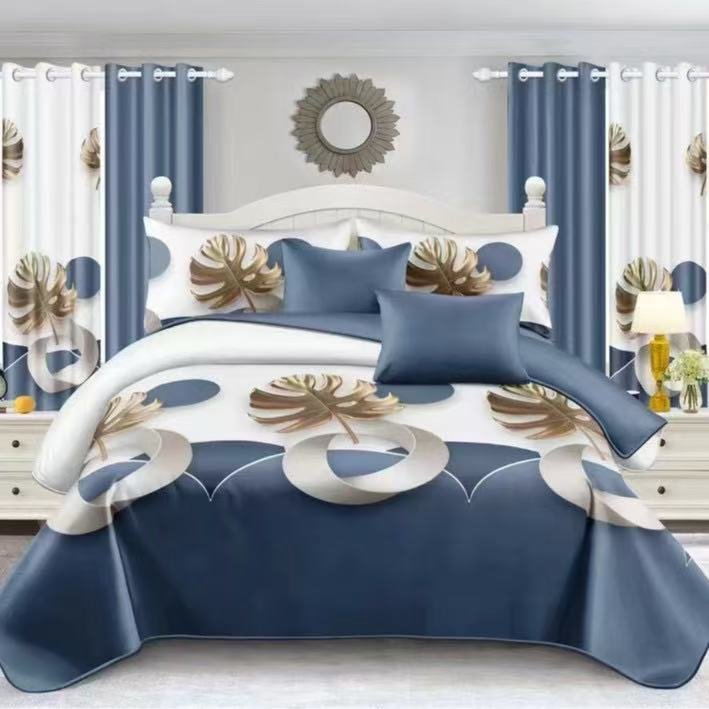 White & Gray Leave Design Bedding Set