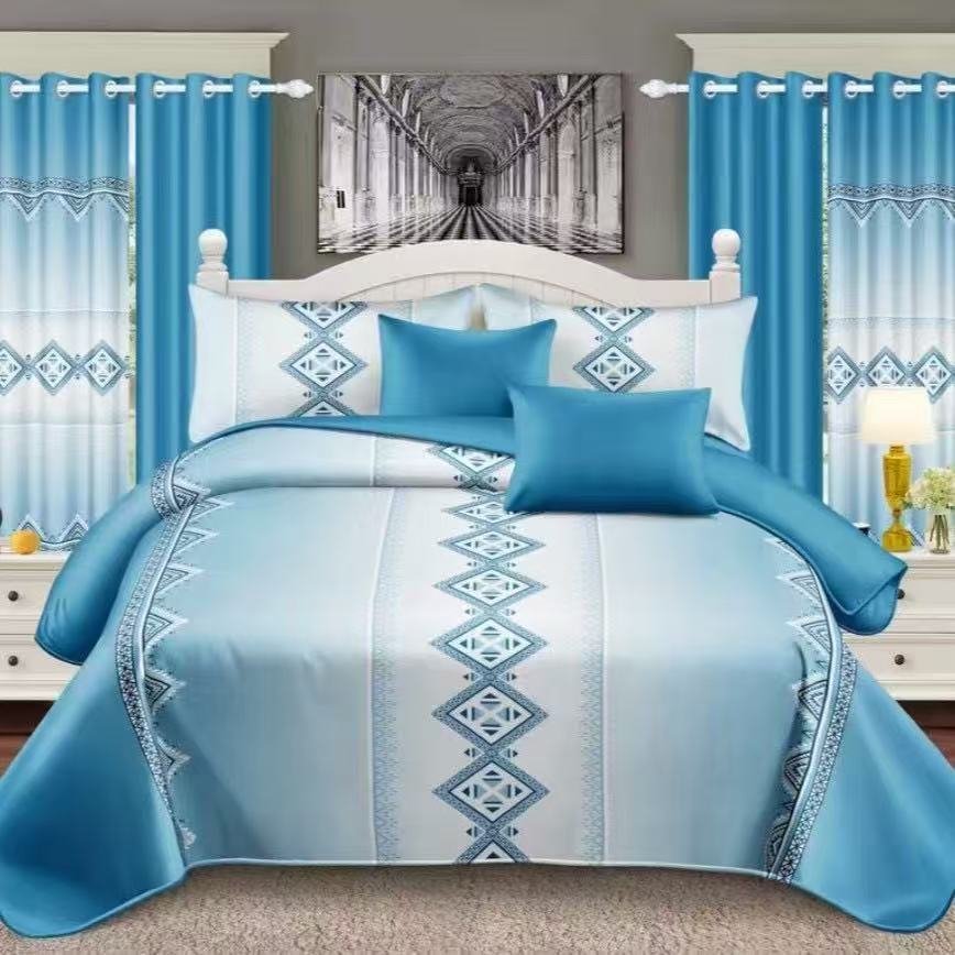 White & Blue  Bedding Set