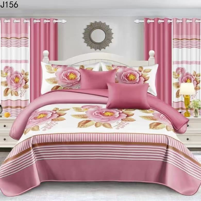 Pink & White flowers Bedding Set