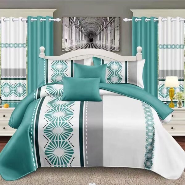 Blue, Gray & White  Bedding Set