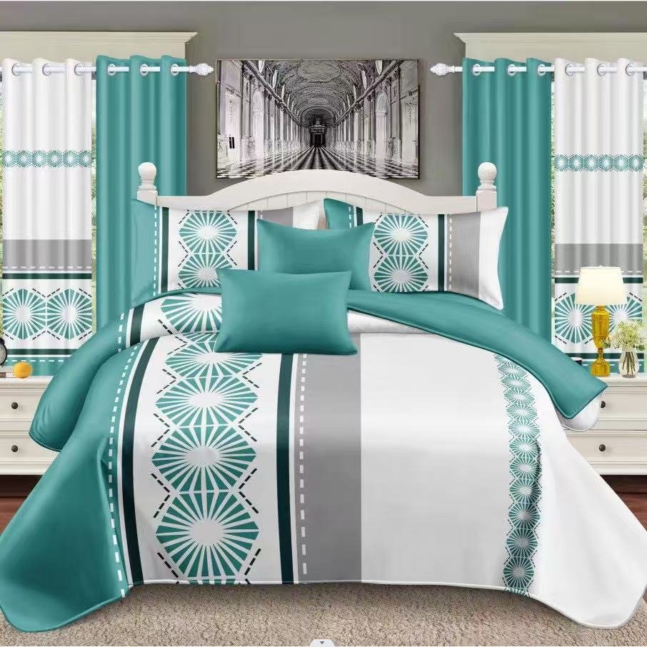 Blue, Gray & White  Bedding Set