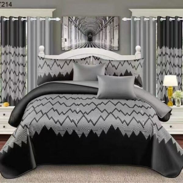 Grey & White lines Pattern Bedding Set