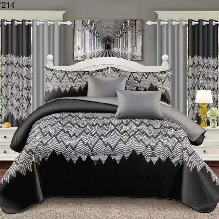 Grey & White lines Pattern Bedding Set