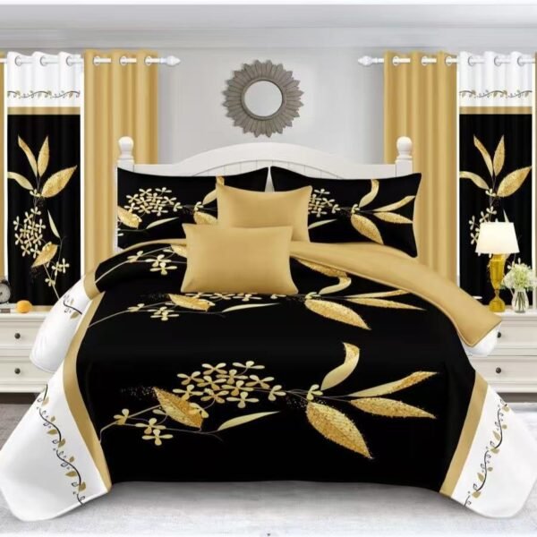 Golden, White & Black  Bedding Set