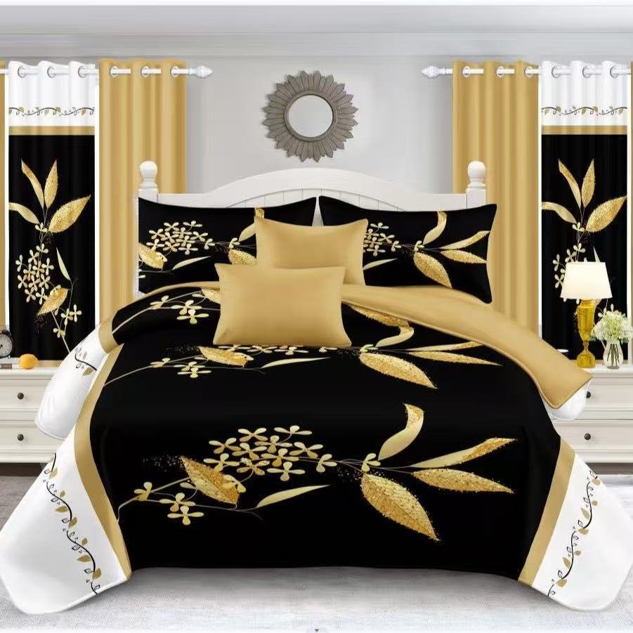 Golden, White & Black  Bedding Set