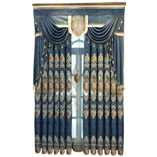 Dark Blue & Gold Greek Pattern Curtains