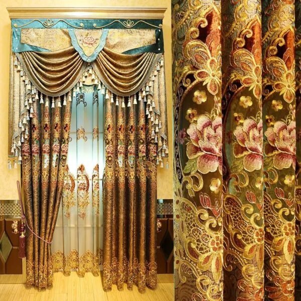 Golden, Pink & Flower Pattern Curtains (Copy)