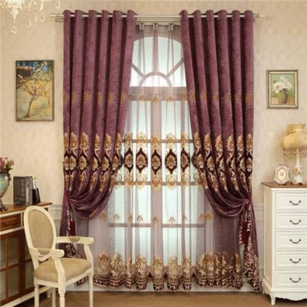 Purple & Gold Greek Pattern Curtains