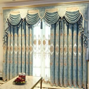 Blue & Golden Greek Pattern Curtains