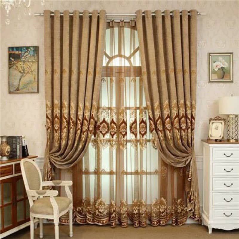 Brown Greek Pattern Curtains