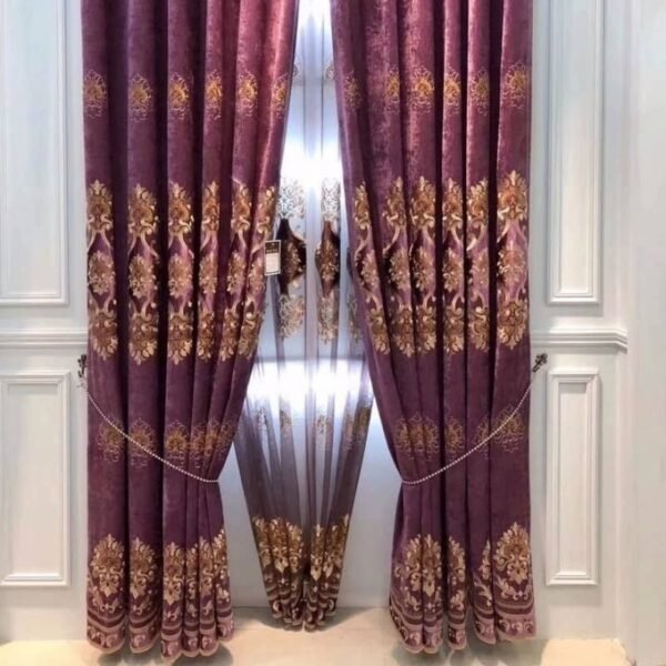 Dark Purple & Pink Greek Pattern Curtains