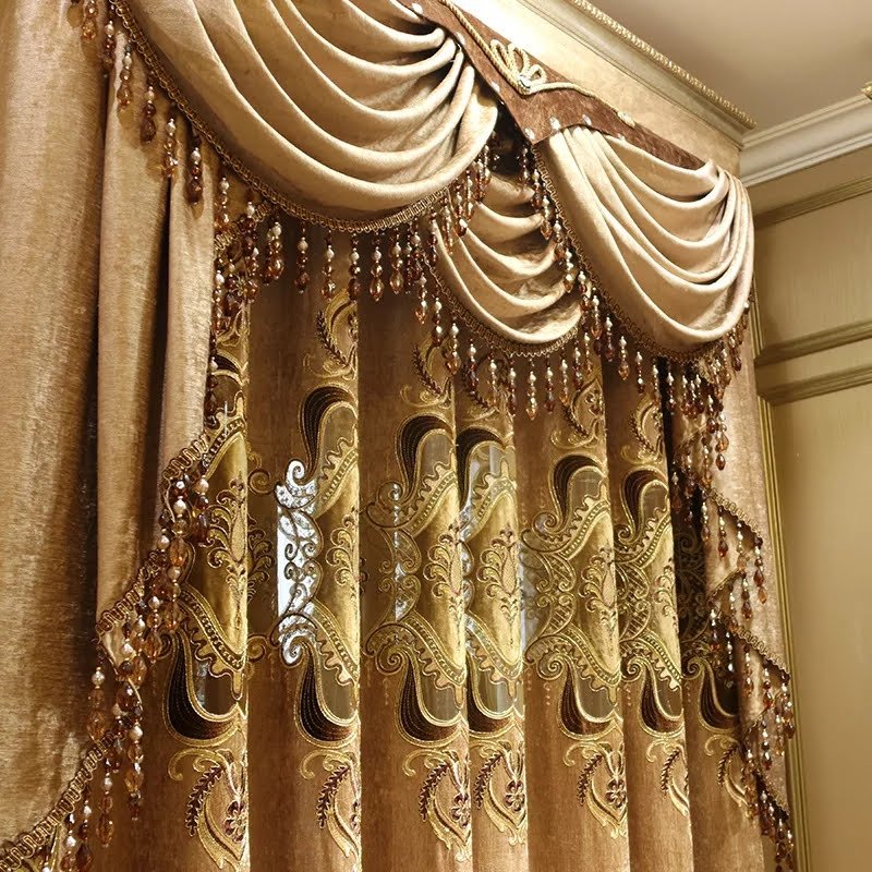 Brown & Dark Brown Pattern Curtains